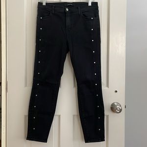 J Brand Alba Black Denim Silver Studded Skinny Jeans 29